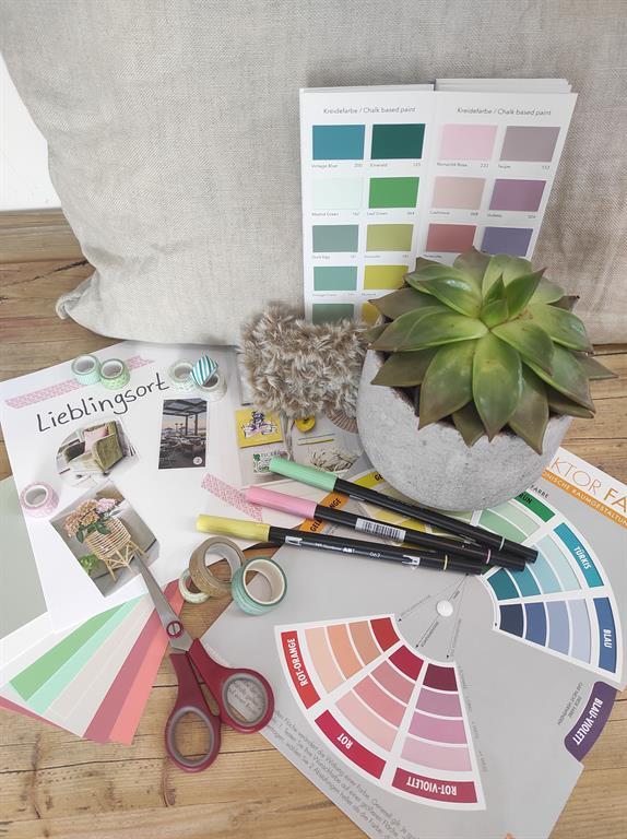 Utensilien zur Erstellung eines Moodboards